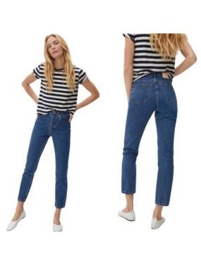 Everlane Mid-Rise Ankle Straight Jeans in Blue Denim